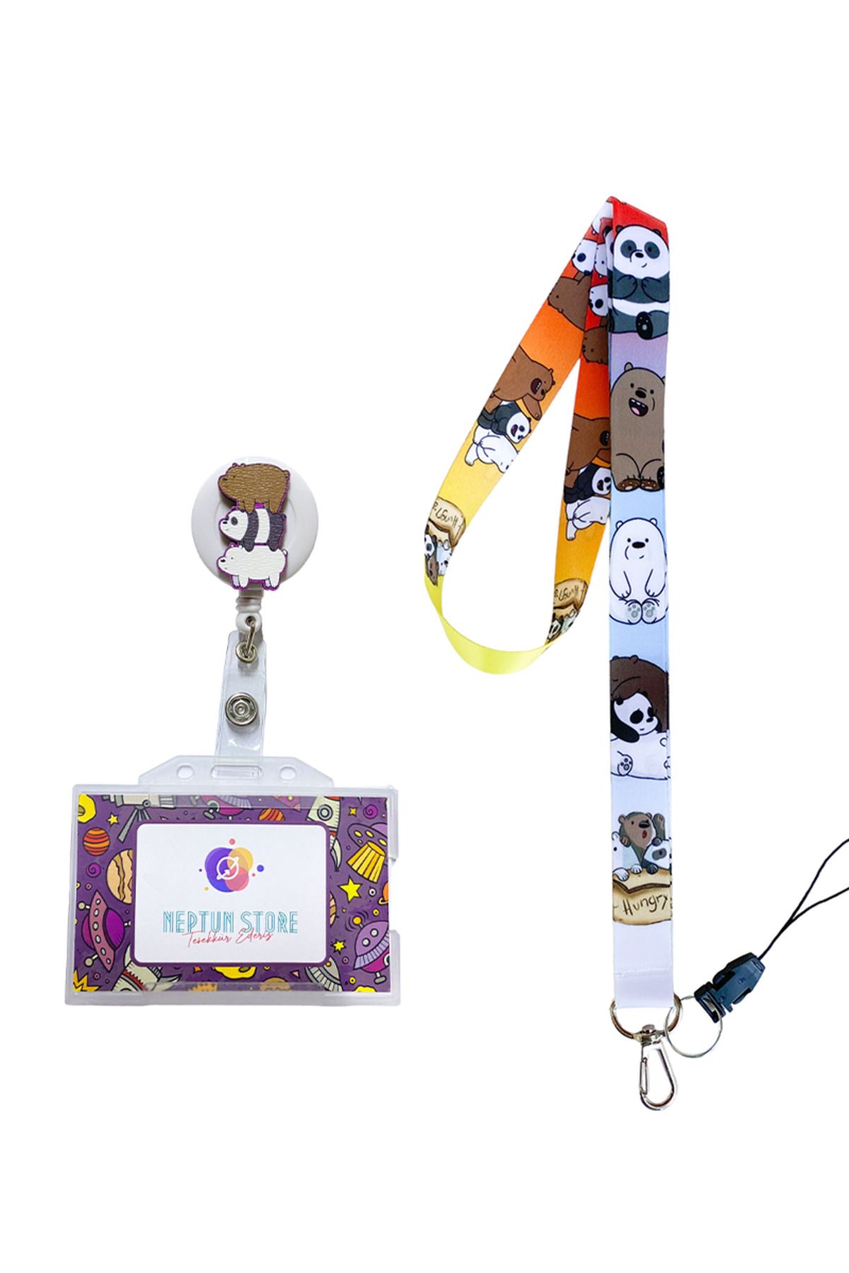 neptünstore Set De 3 Urși Cu Model Kafadar - Suport Pentru Carduri Pentru Guler Yoyo Cu Șnur Pentru Gât - One Size