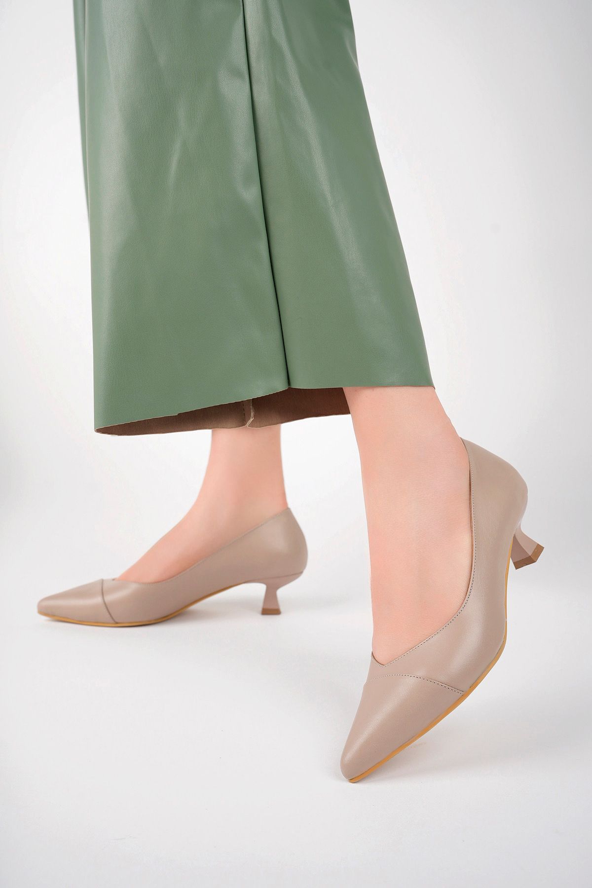 Deripabuc-Genuine Leather Mink Women's Leather Heeled Shoes Trc-63816 2