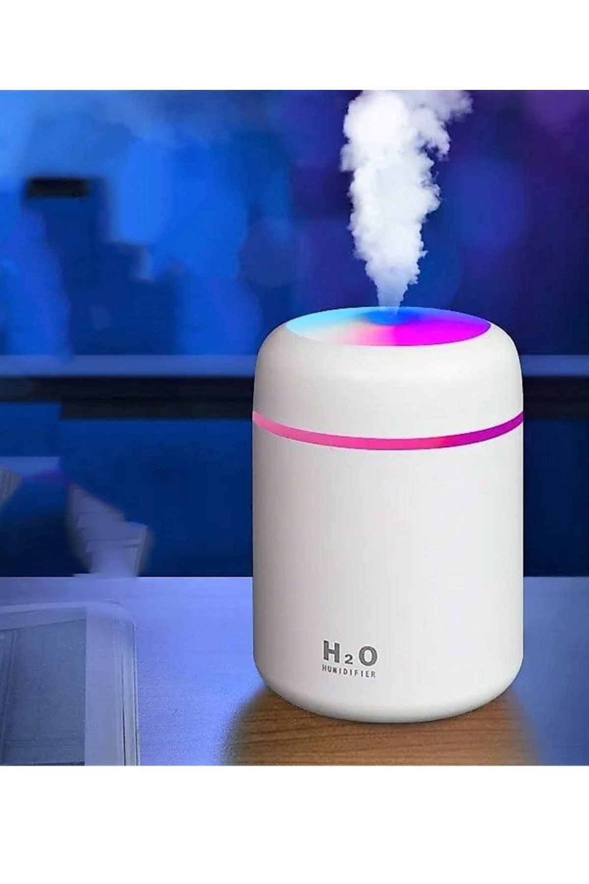 BLUE İNTER QASUL H2O Humidifier 300Ml Ulrasonik USB'li Hava Nemlendirici Led Işıklı Buhar Makinesi