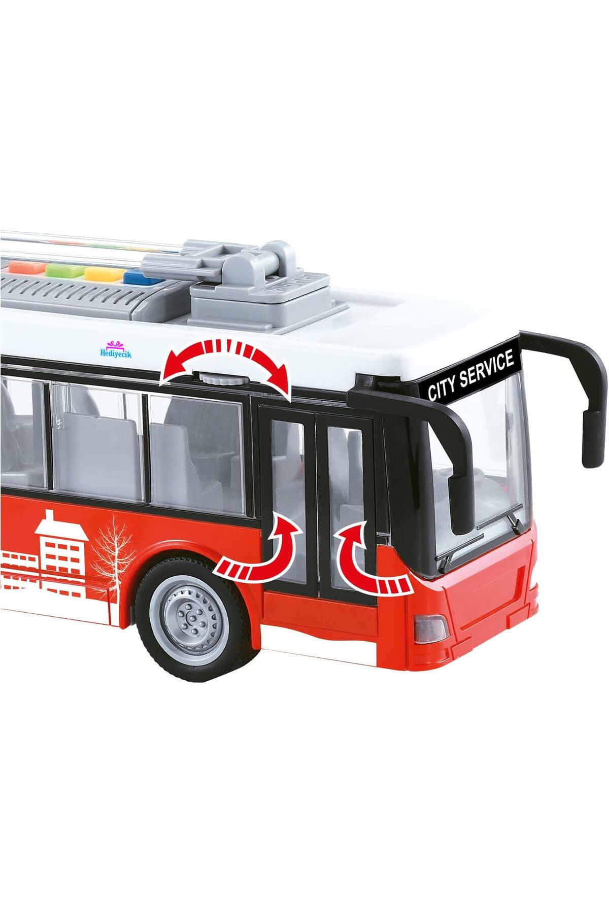 hediyecik-1:16 Toy Passenger Bus with Sound and Light Functions 7