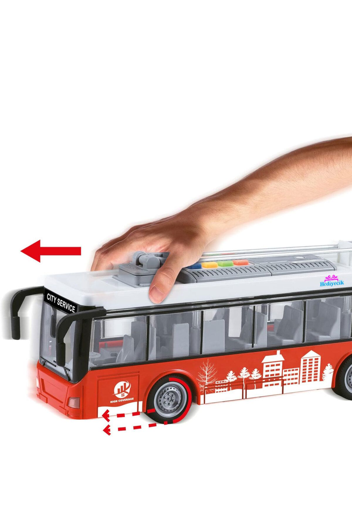 hediyecik-1:16 Toy Passenger Bus with Sound and Light Functions 4