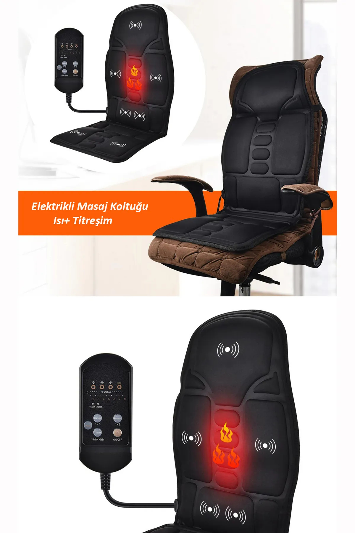 Dahaus 5 Programlı Masaj Aleti Taşınabilir Titreşimli Oto Koltuk Masaj Minderi Ve Isıtıcılı Minder