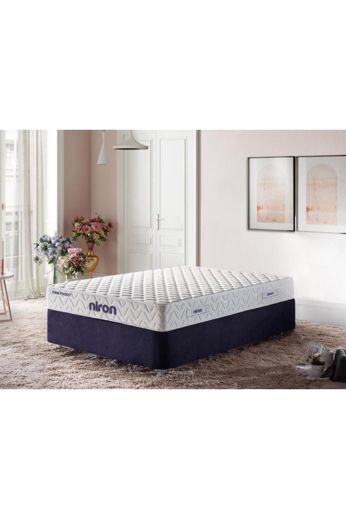 Niron Yatak Niron Firm Pocket Tek Kişilik Full Ortopedik Paket Yaylı Orta Sert Yatak 90x200 Cm