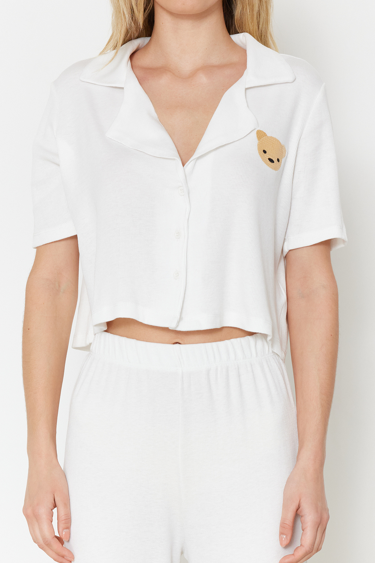 Trendyol Collection-Трикотажна піжама з білим ведмедиком THMSS21PT0168 4