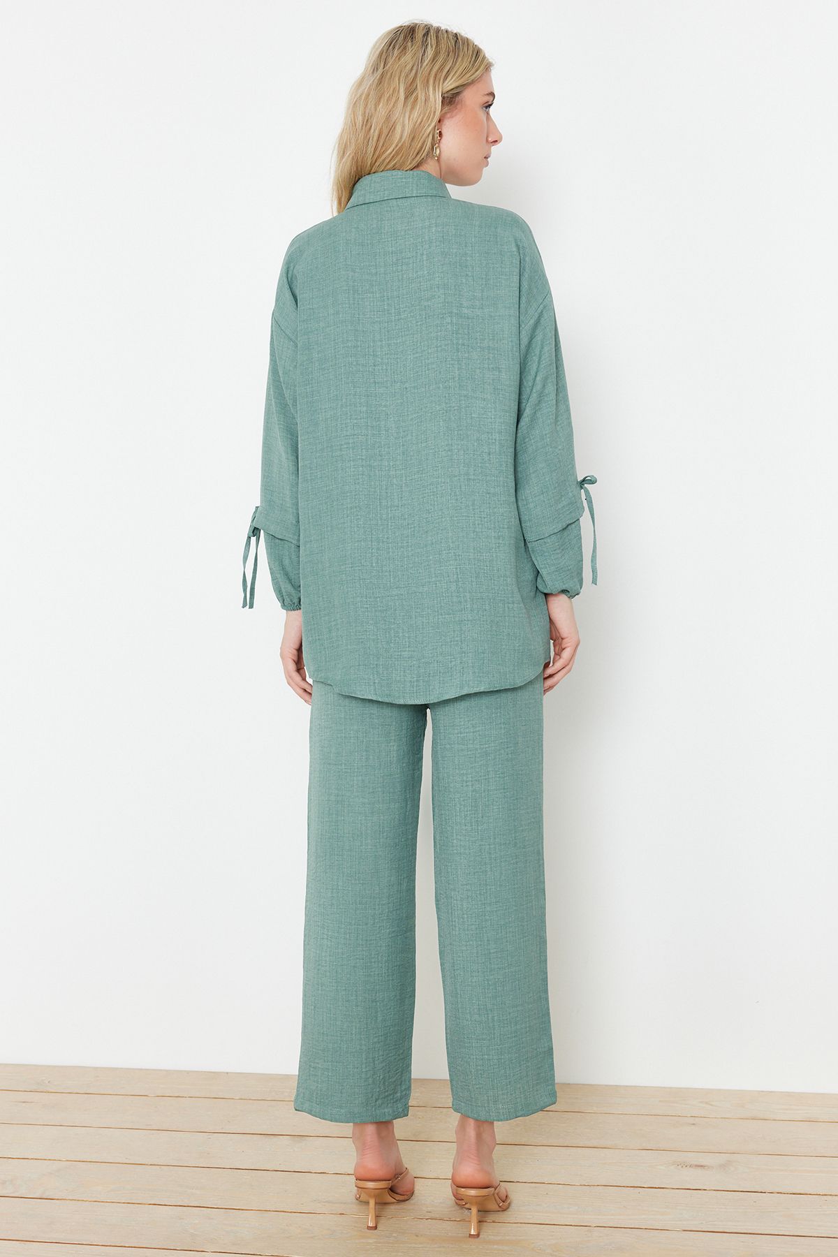 Trendyol Modest-Set de sus și de jos țesut cu aspect de in mentă TCTSS24US00062 6