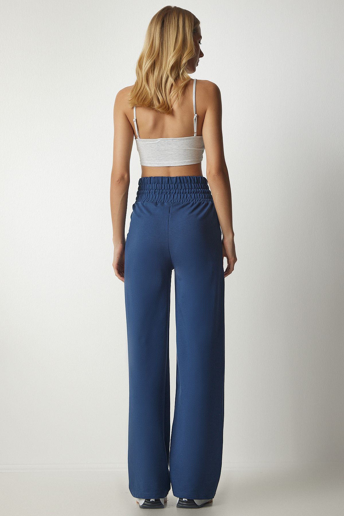 Happiness İstanbul-Marineblaue Basic-Jogginghose aus Strick mit Taschen für Damen XR00018 6