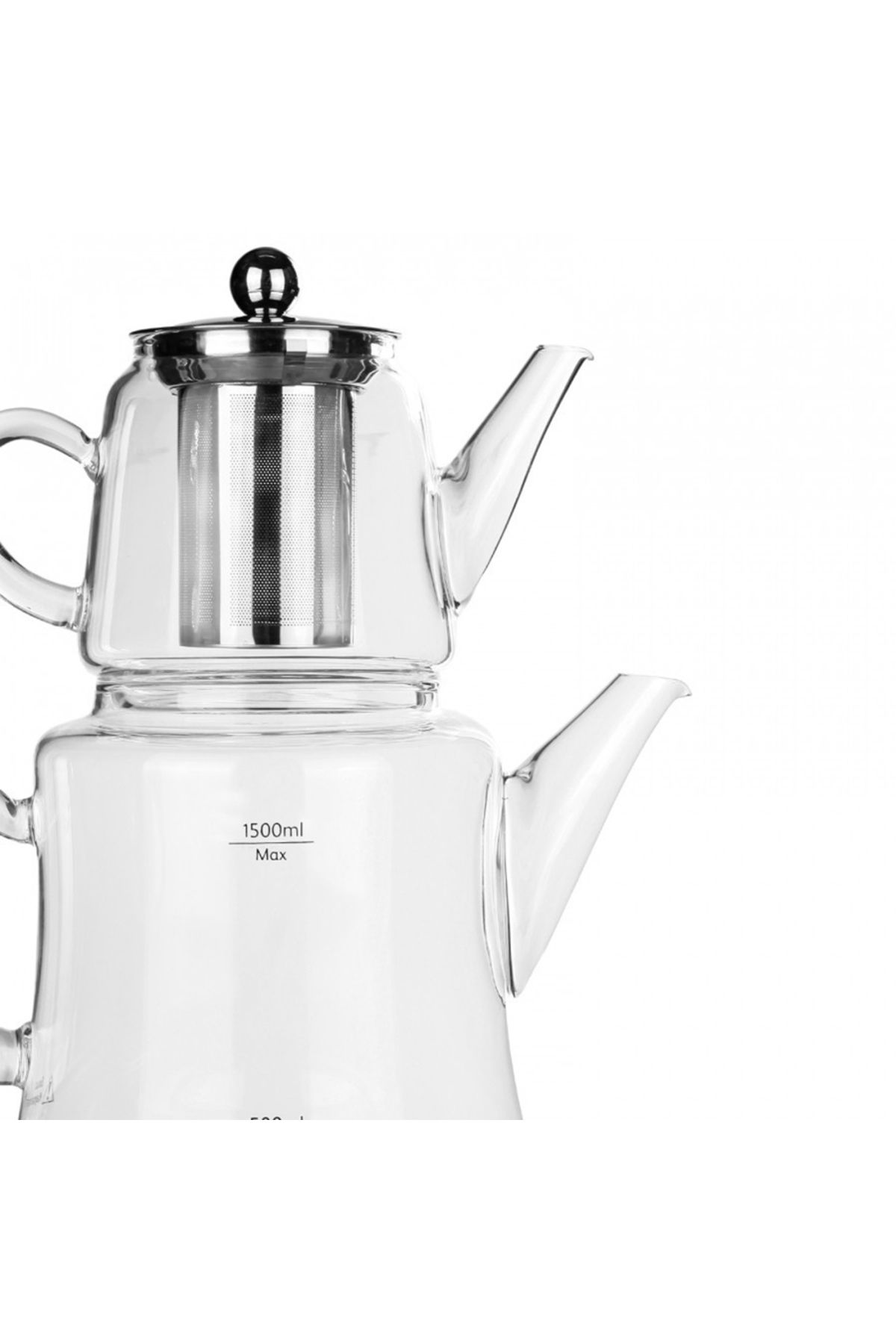 Karaca-Dora Teekanne Aus Glas, Kanne 450ml, Wasserkocher 180ml 3
