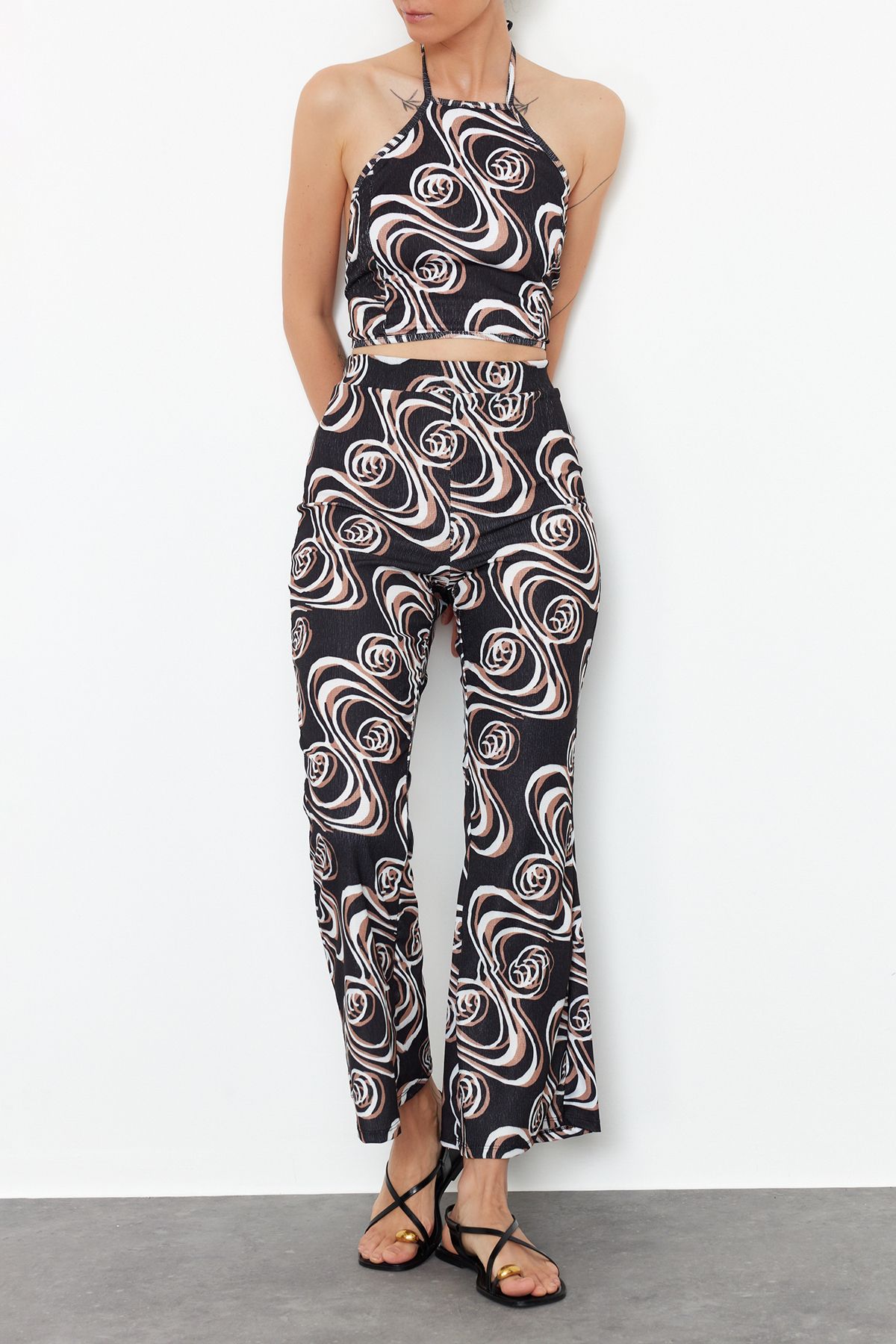 Edit by Trendyol-Multicolored Regular Knitted Top and Bottom Set TEDSS24AU00014 2