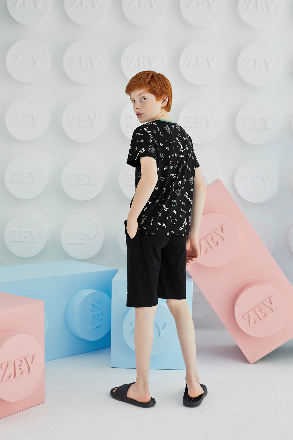 ZEYZEY-8655 MEN'S C. PRINTED SHORTS SET GARSON 3