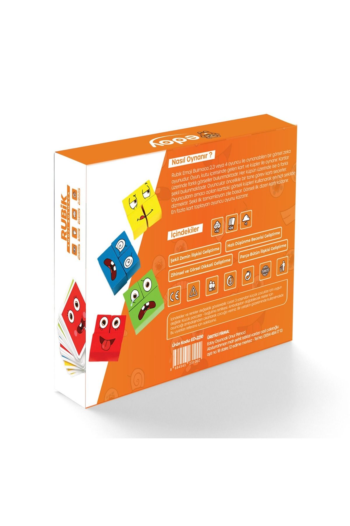 Montessori Eğitici İkili Oyuncak Seti-Rubik Emoji Bulmaca ve Rubik Türkçe Bulmaca Kutu Oyunu
