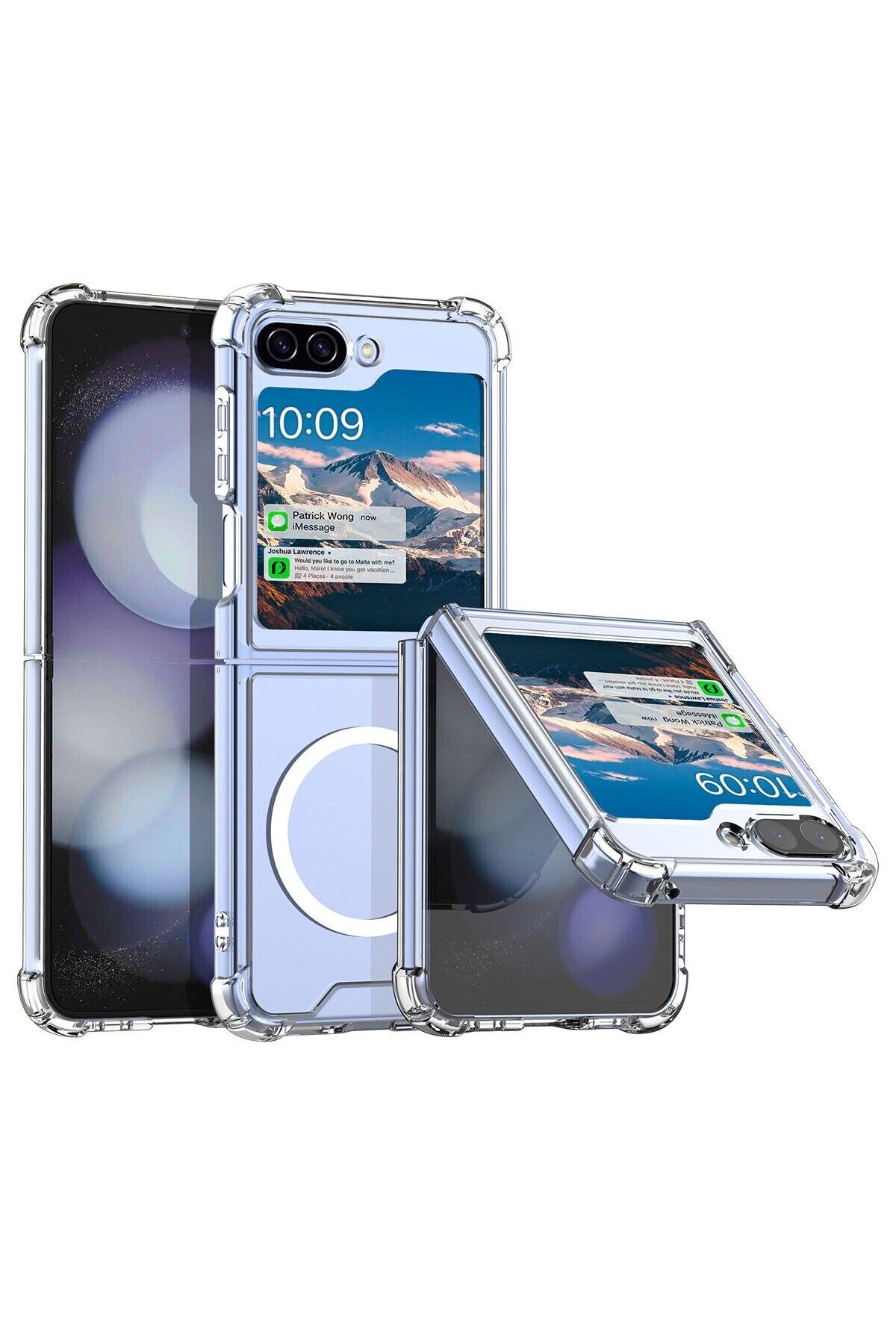 Galaxy Z Flip 5 Kılıf Magsafe Wireless Kablosuz Şarj Destekli Sert Şeffaf Darbe Emici Kapak 4