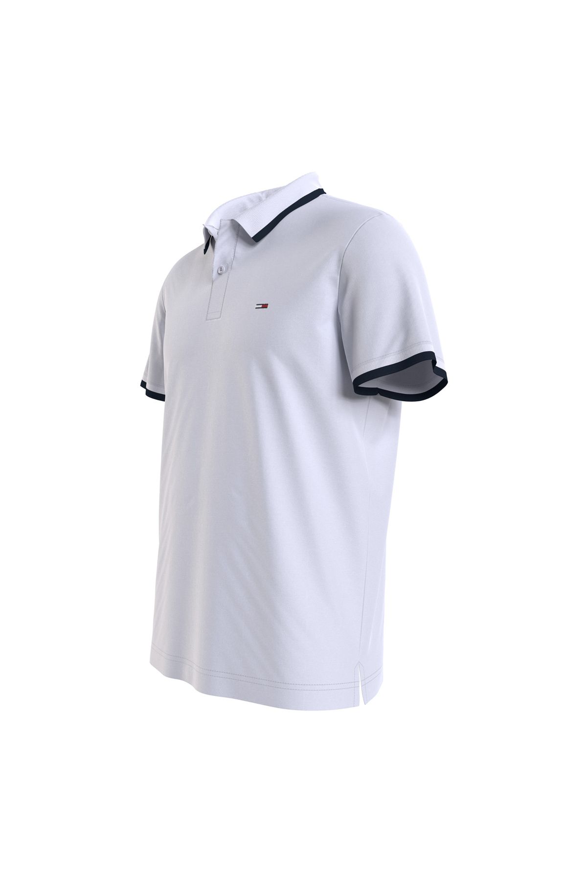 تی شرت یقه پولو سفید مردانه چوگان پوست مسطح DM0DM18313YBR Tommy Jeans