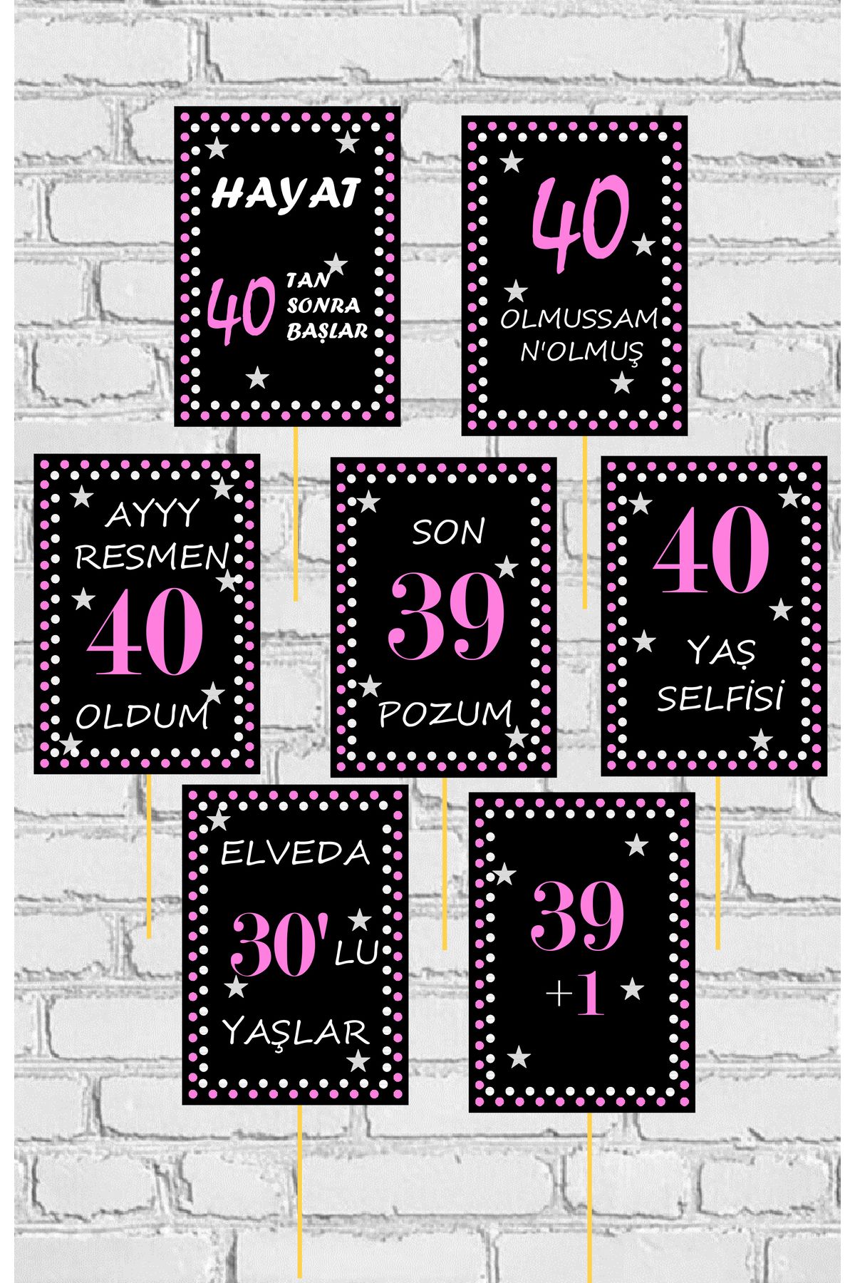 Lavinnia 40 Yaş Doğum Günü Konuşma Balonları2 - Magenta - 7 Adet.