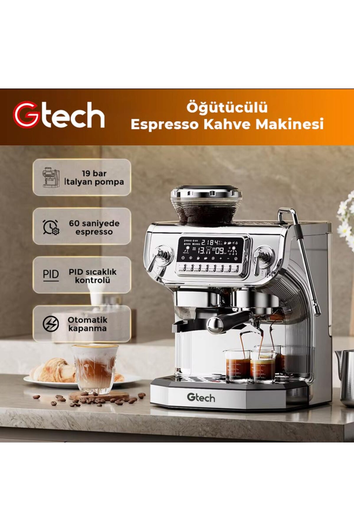 ST-530ED Espresso Kahve Makinesi, 1 Gruplu, Öğütücülü, Dijital 7
