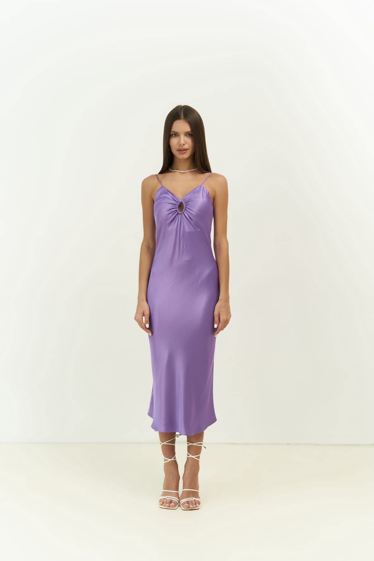 MAİ COLLECTİON-Rochie midi liliac cu bretele Amalfi 2