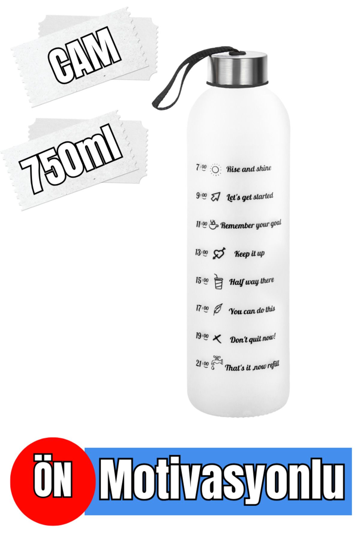 Comprox-Voss Black 750ml Sports Glass Water Bottle Motivated Leakproof Water Bottle Water Bottle 2