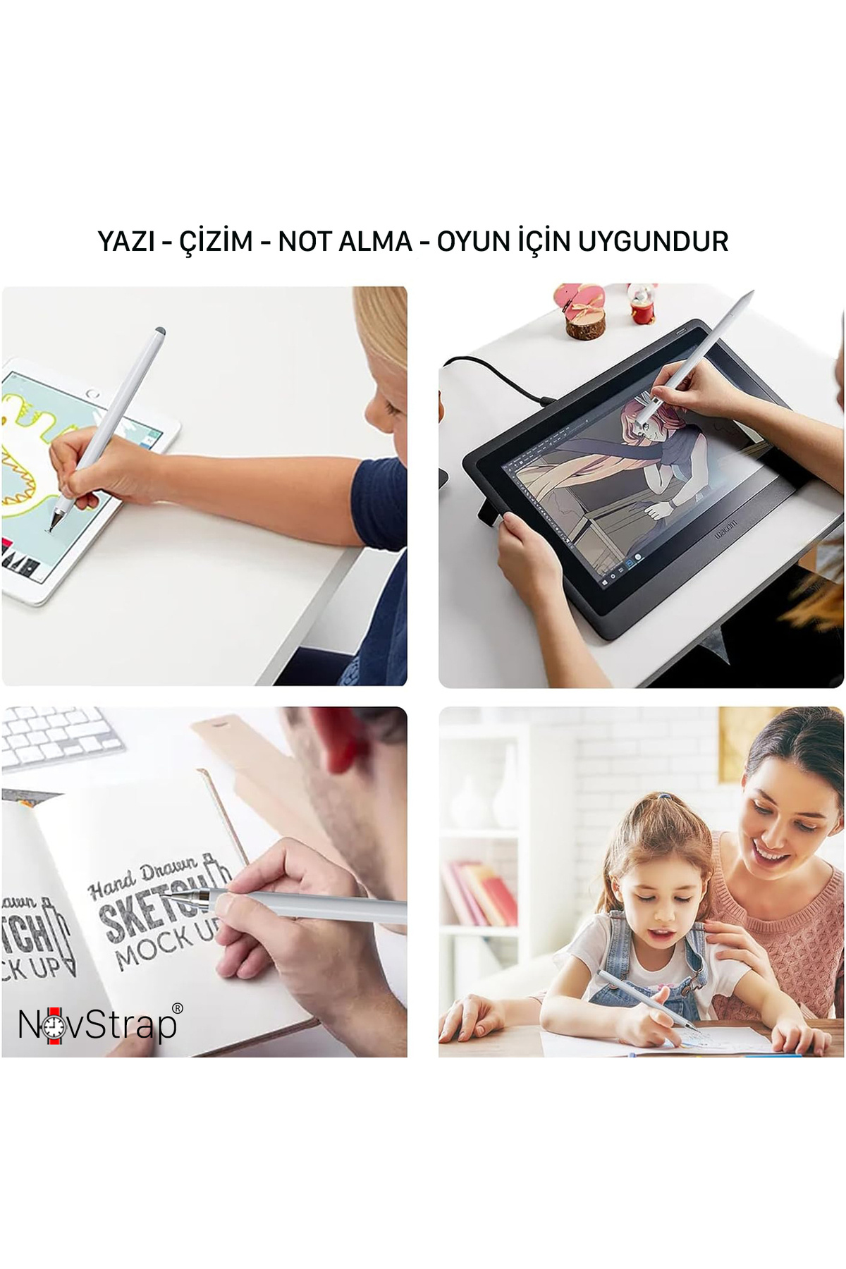 Samsung ile Uyumlu Galaxy Tab S7 Fe S8 S9 Fe Plus Ultra 3in1 Dokunmatik Tablet Kalemi 7