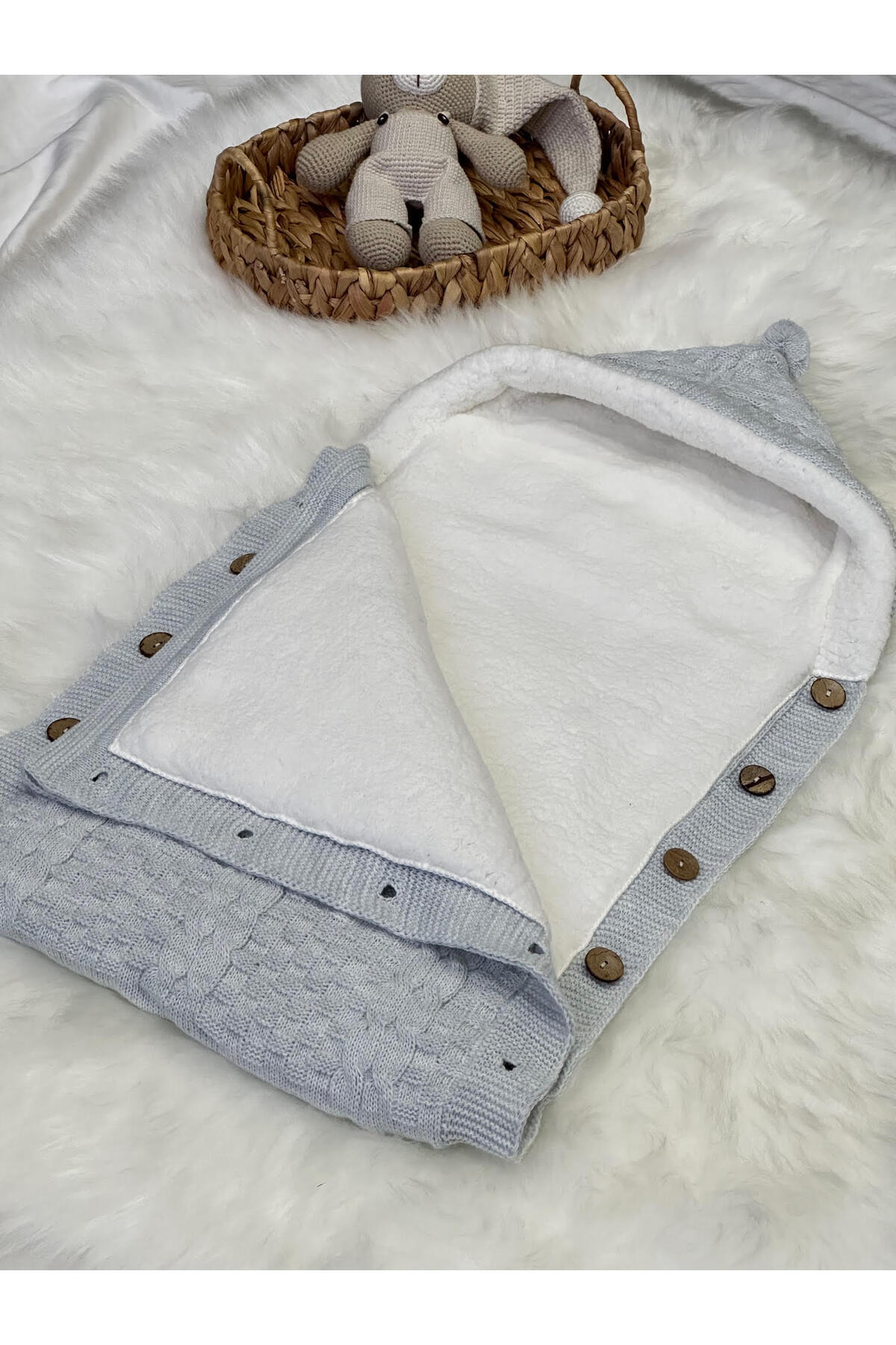 LİTTLELAND İKİLİ SAÇ ÖRGÜLÜ TRİKO WELLSOFT BEBEK KUNDAK fotoğrafı 2 (önizleme)