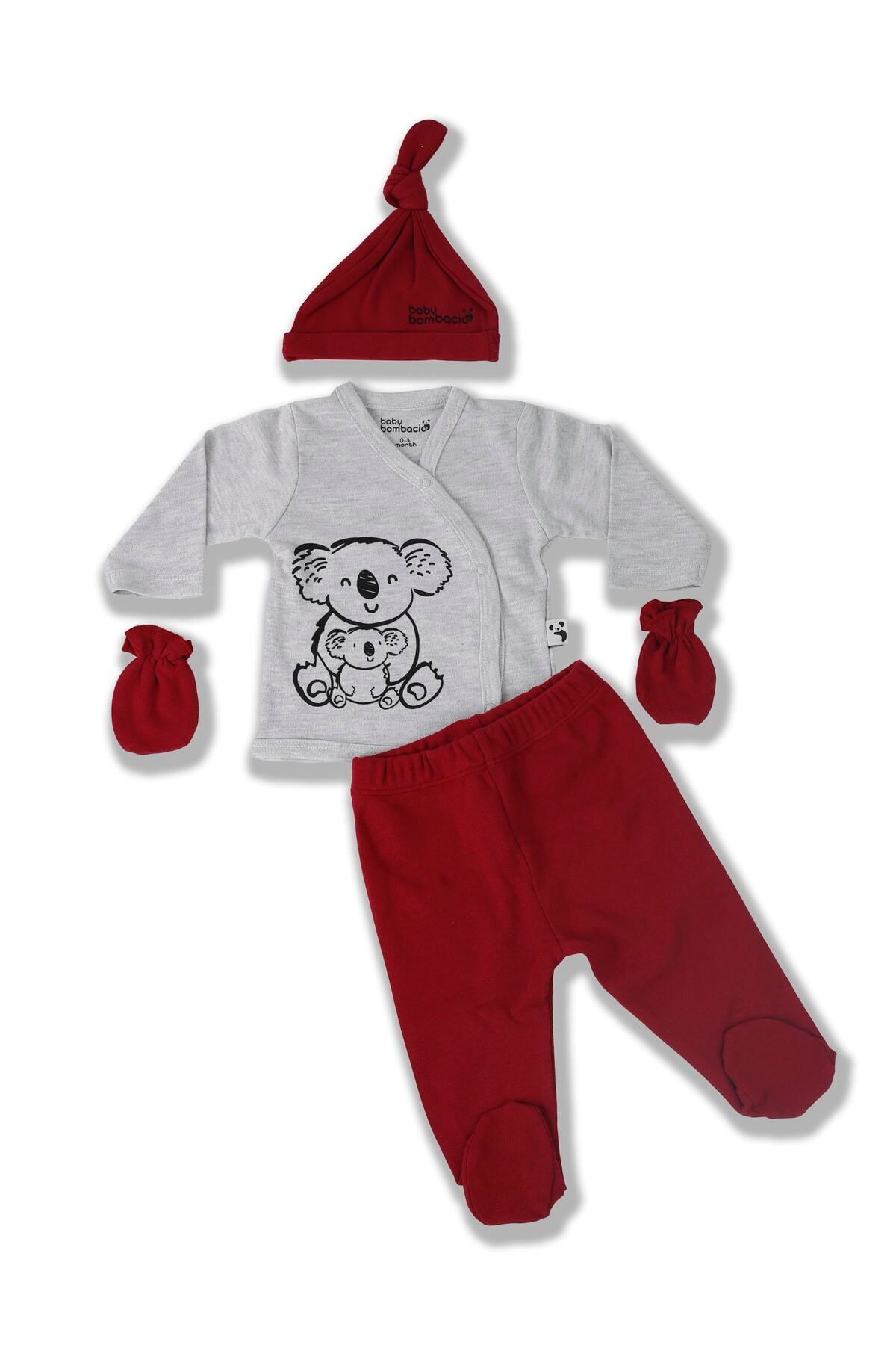 ست نوزادی پسرانه – دخترانه خاکستری Baby Bombacio | HST5KOALAG اورجینال - تصویر 2