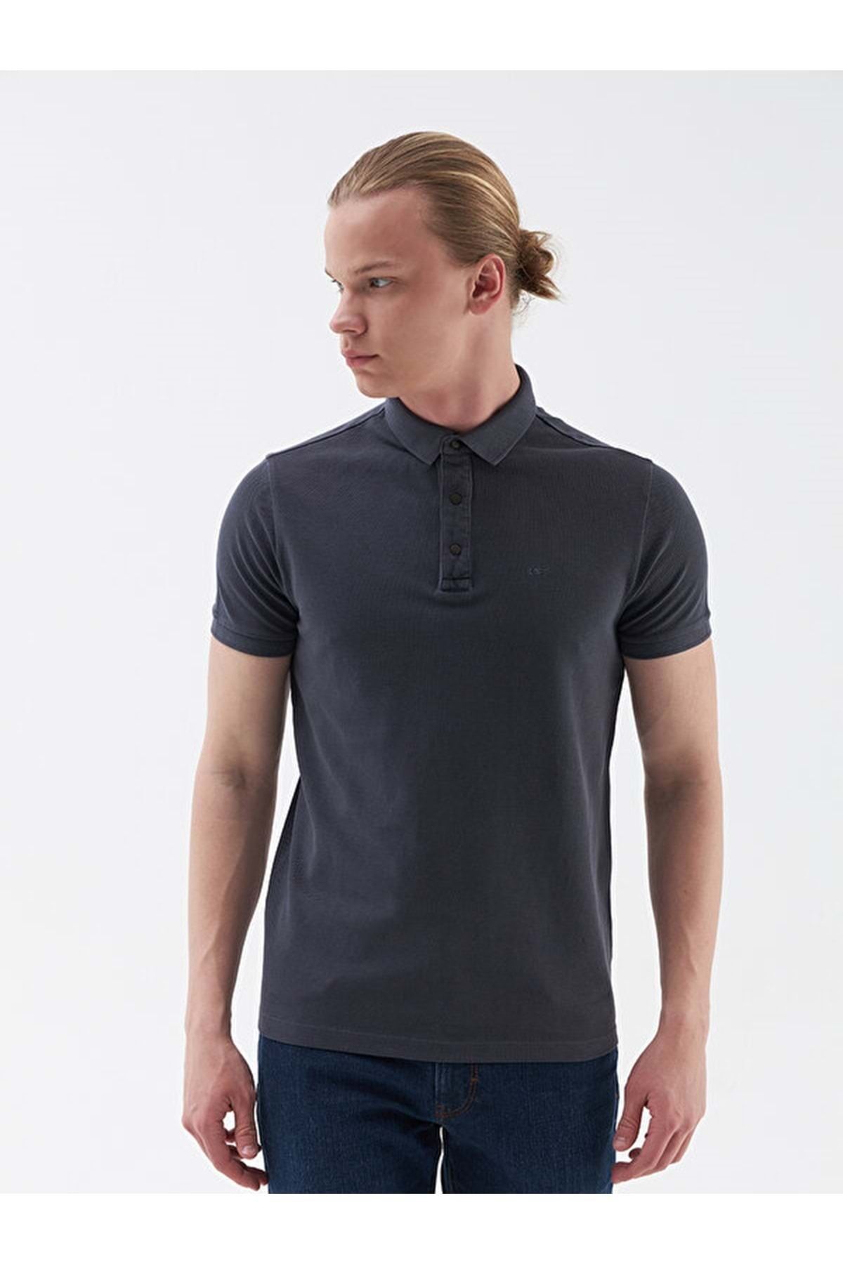 تی شرت آبی مردانه 2026827 به طور منظم متناسب با چوگان K.Kol t shirt نیلی M ST06308 INDIGO Loft