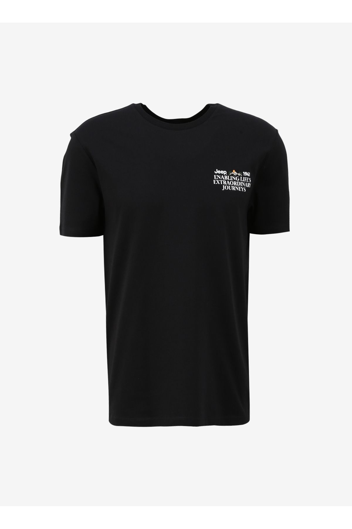 Jeep Siyah Erkek Bisiklet Yaka Relaxed Bask l T Shirt C4SM TST4574