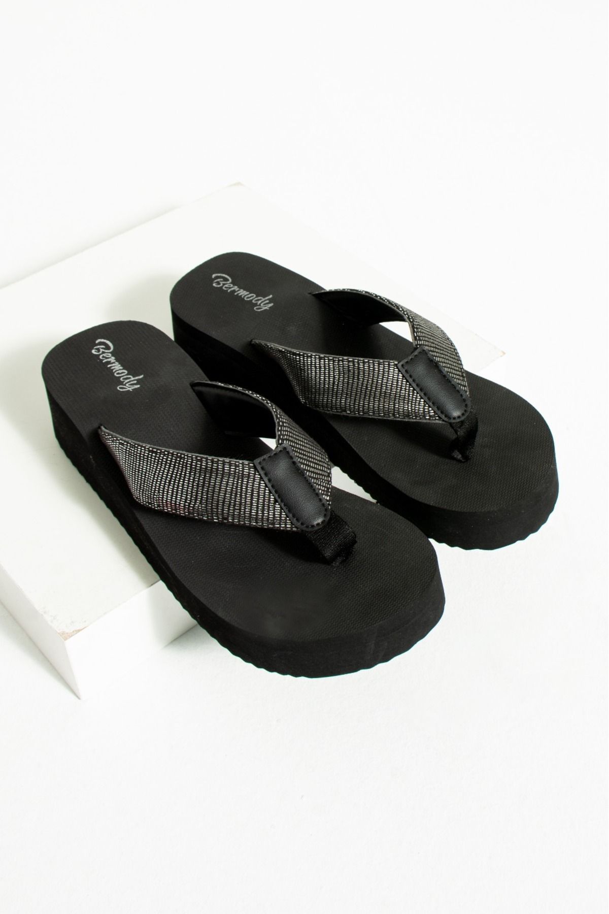 MÜJERİL'S-Robin Platformă Negru Argintiu Negru Flip Flops Flip Flops Beach Flip Flops 5