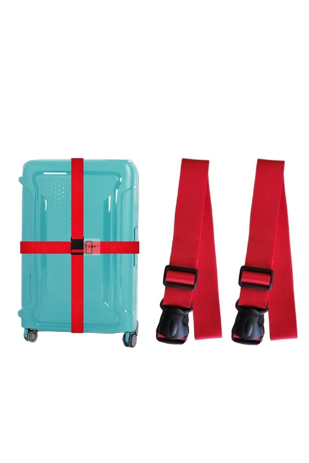 SAR Kırmızı Valiz Bavul Emniyet Kemeri 2 Adet