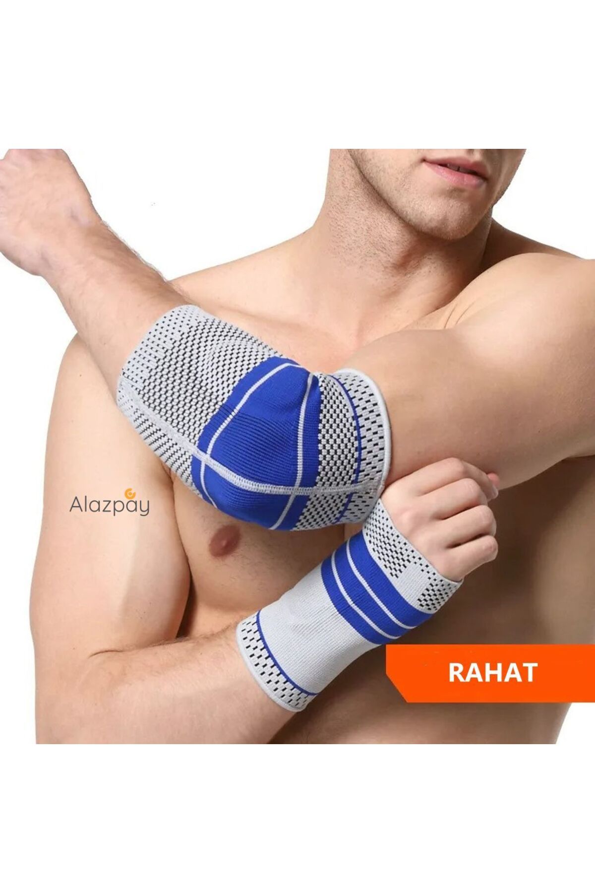 محافظ آرنج ورزشی آبی تنیس ارتوپدی ورزش در فضای باز ژل سیلیکون بافندگی 1 Alazpay