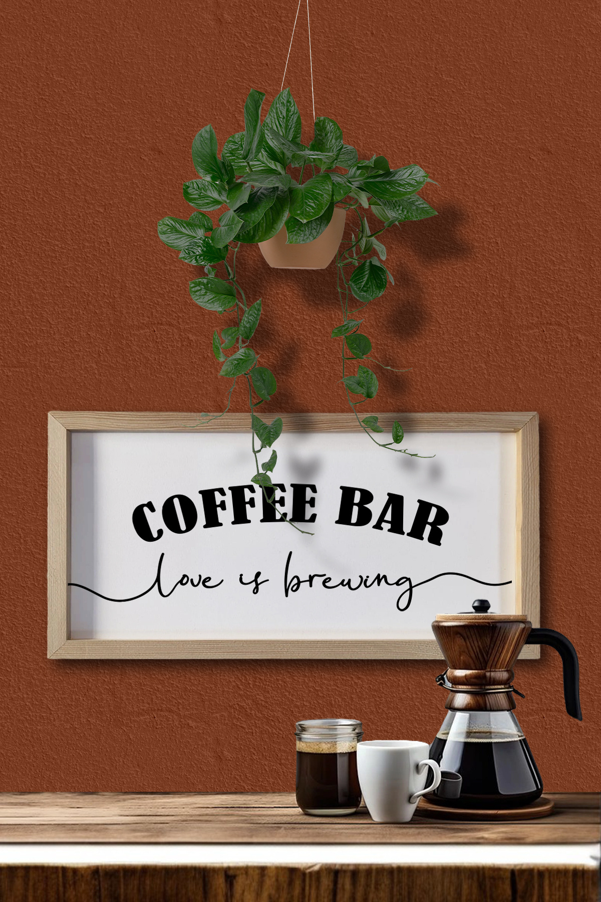Coffee Corner Love Is Brewing Coffee Bar Wooden Frame