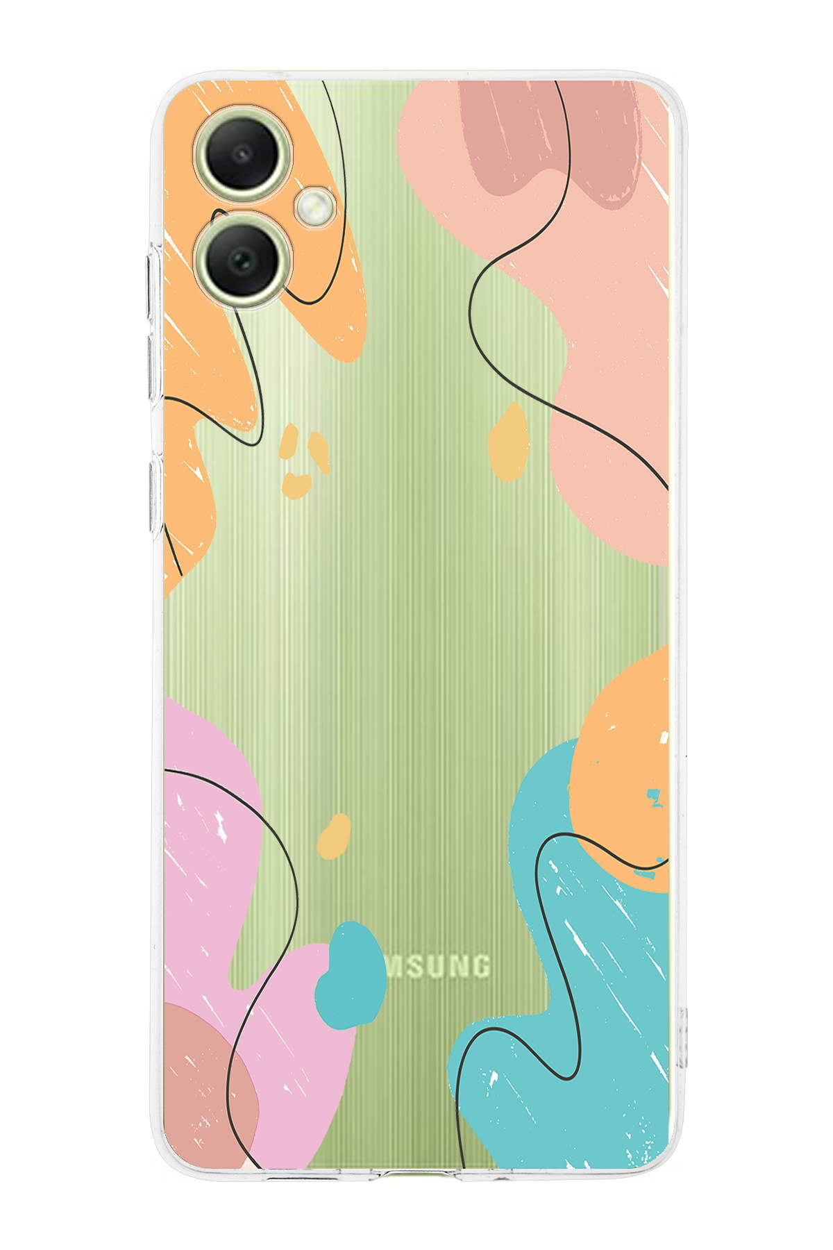 Samsung A05 Uyumlu Kamera Korumalı Karışık Renkler Tasarımlı Şeffaf Kılıf