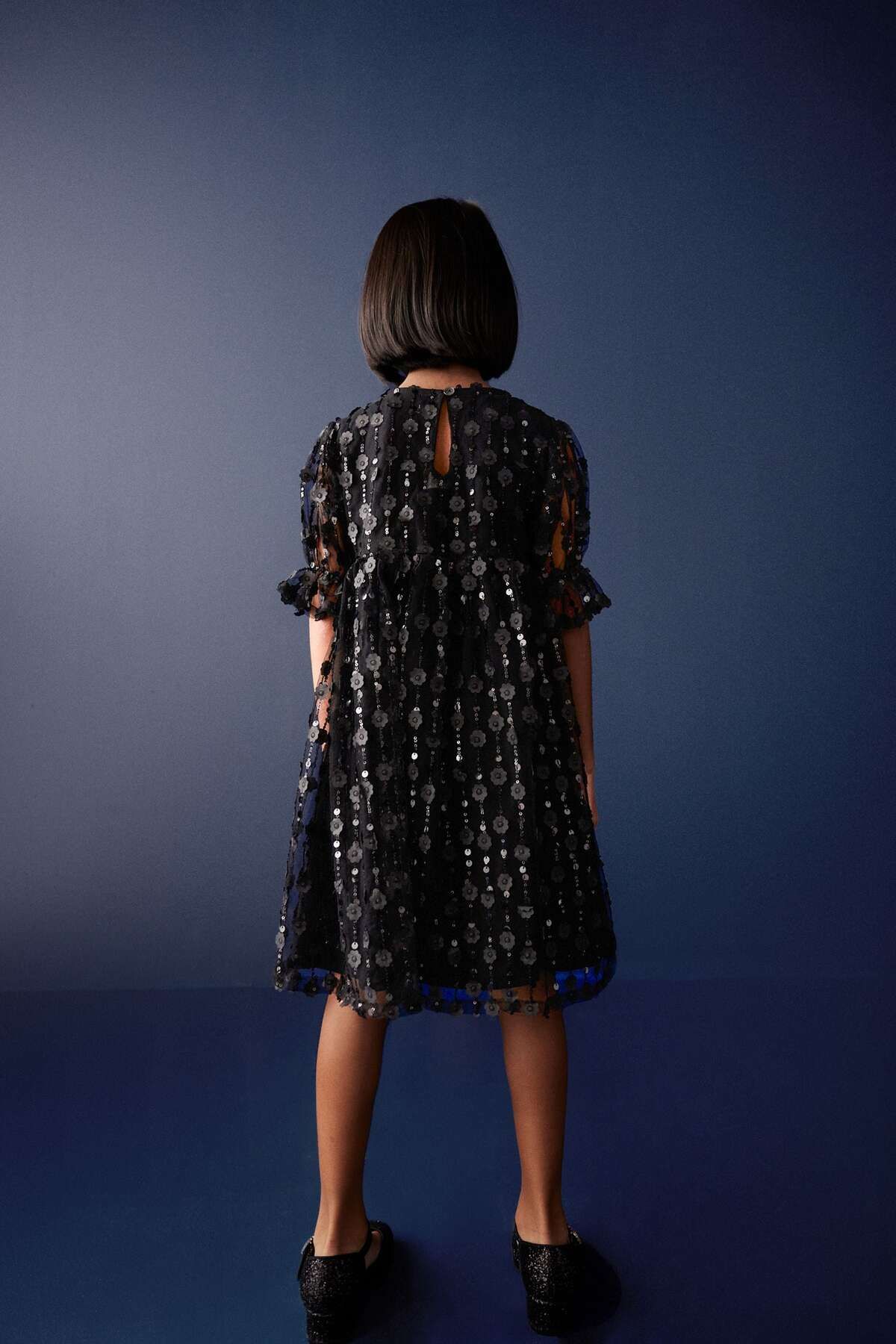 Next Baby-black girl's Sequined Sparkly Party and special occasion Dress 2