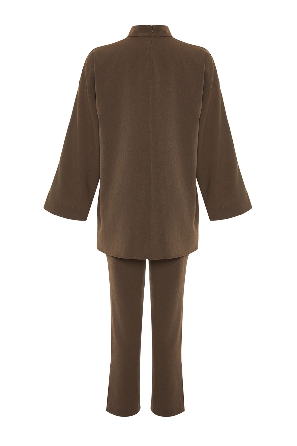 Trendyol Modest-Detaillierter brauner Webanzug mit Kragen – TCTSS24US00055 8