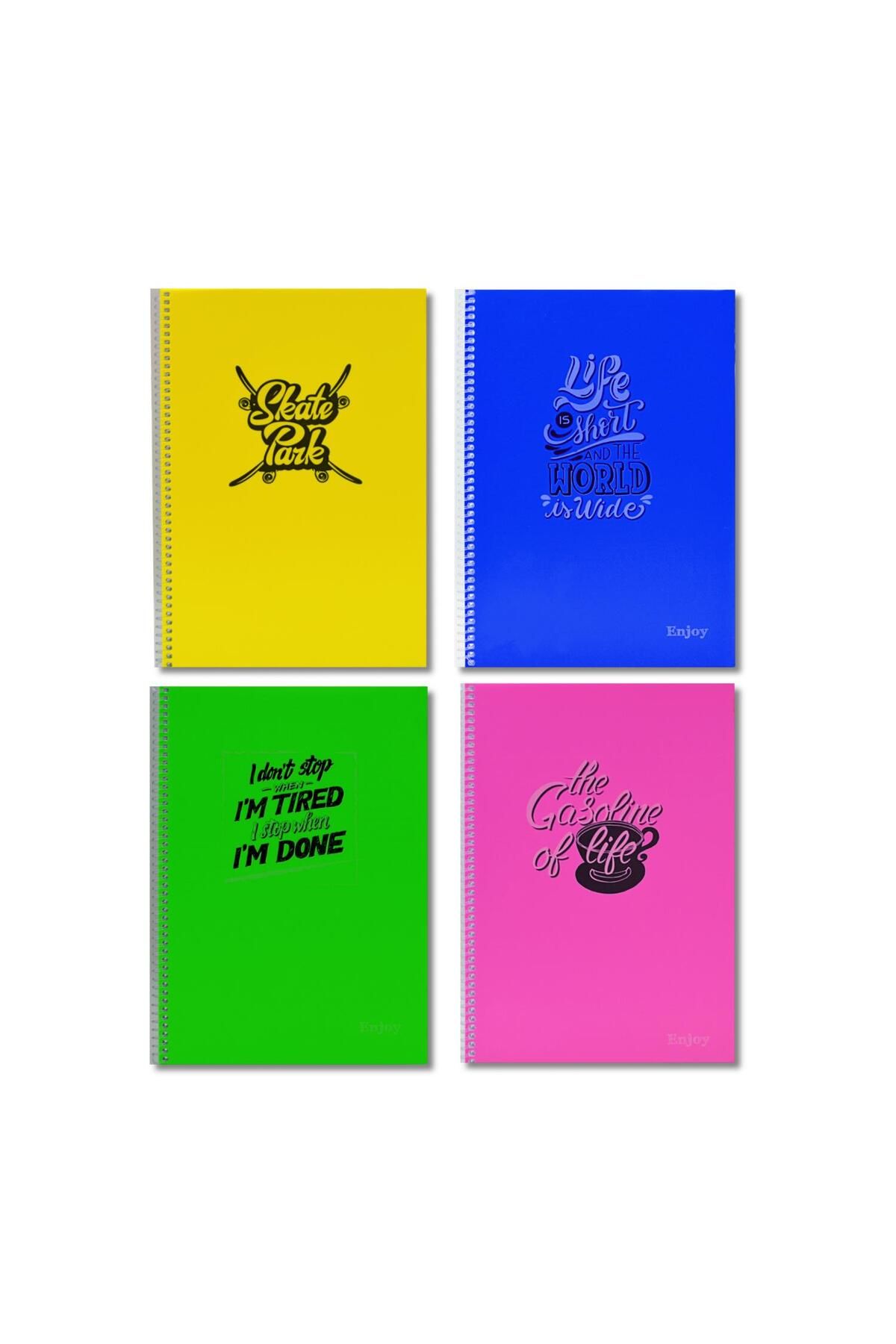 SİM-Sim Enjoy A4 120 Sheets Plastic Cover Spiral Notebook 4 Checks + 4 Lines 2
