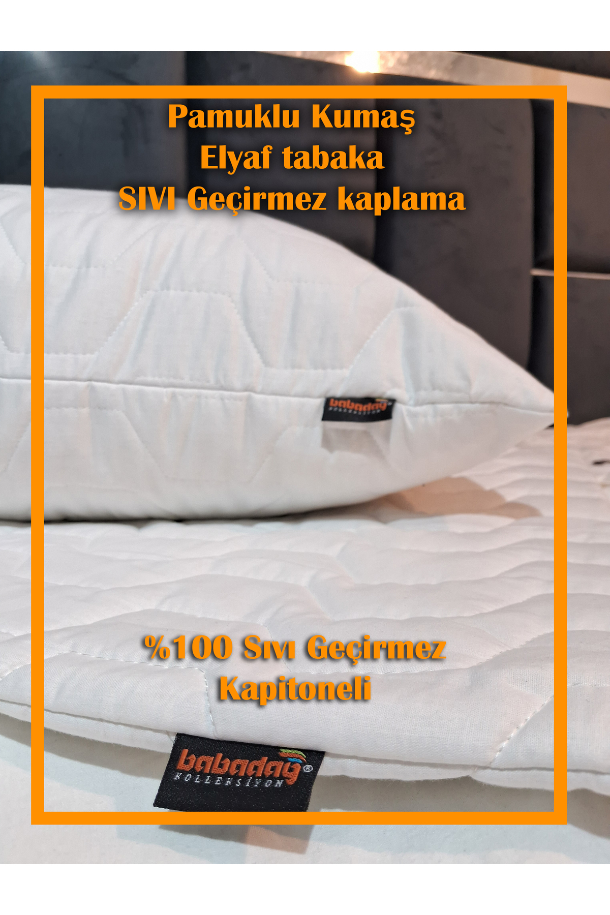 babadağ kolleksiyon %100 Geçirmez Yastık Alezi Kapitoneli kabartılı 1adet