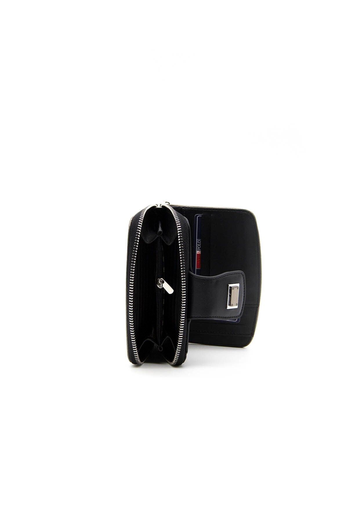 Silver Polo-محفظة نسائية وحامل بطاقات باللون الفضي والبولو بلاتينيوم - أسود Sp874 6