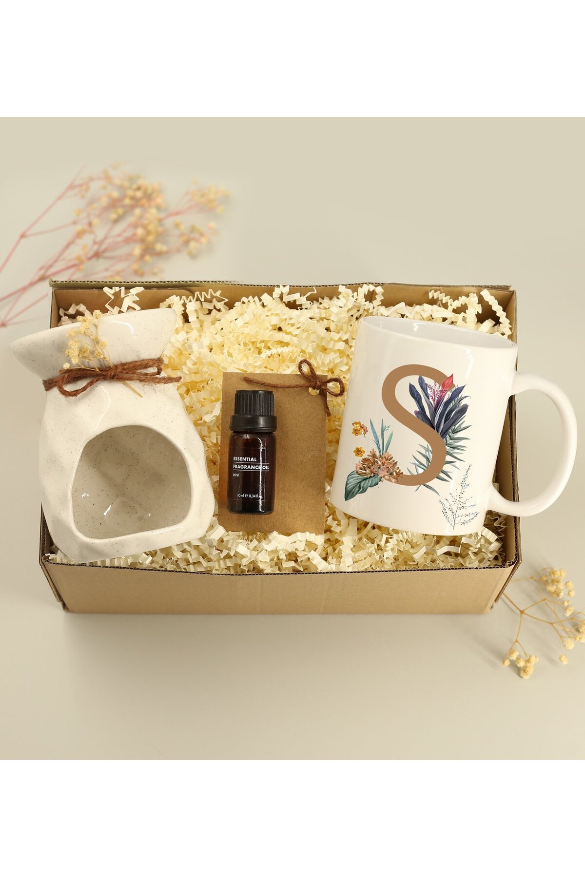 Floral Printed Mug & Censer & Censer Fragrance Gift Set