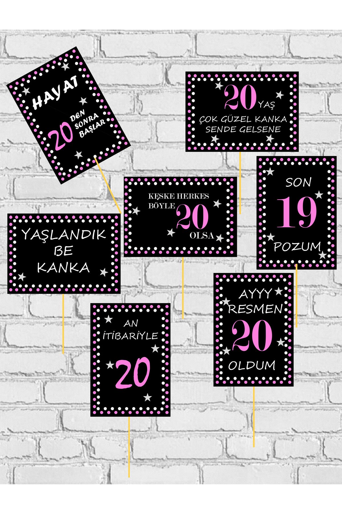 Lavinnia 20 Yaş Doğum Günü Konuşma Balonları1 - Magenta - 7 Adet