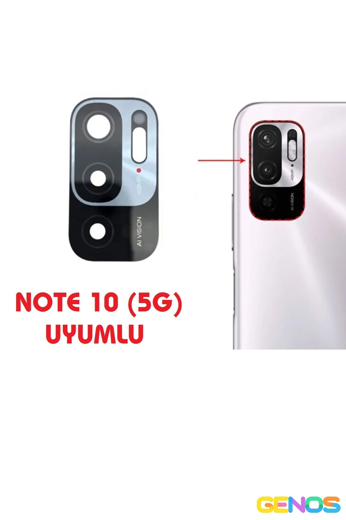 Genos Xiaomi Redmi Note 10 5g Arka Kamera Camı Kamera Camı Lensi
