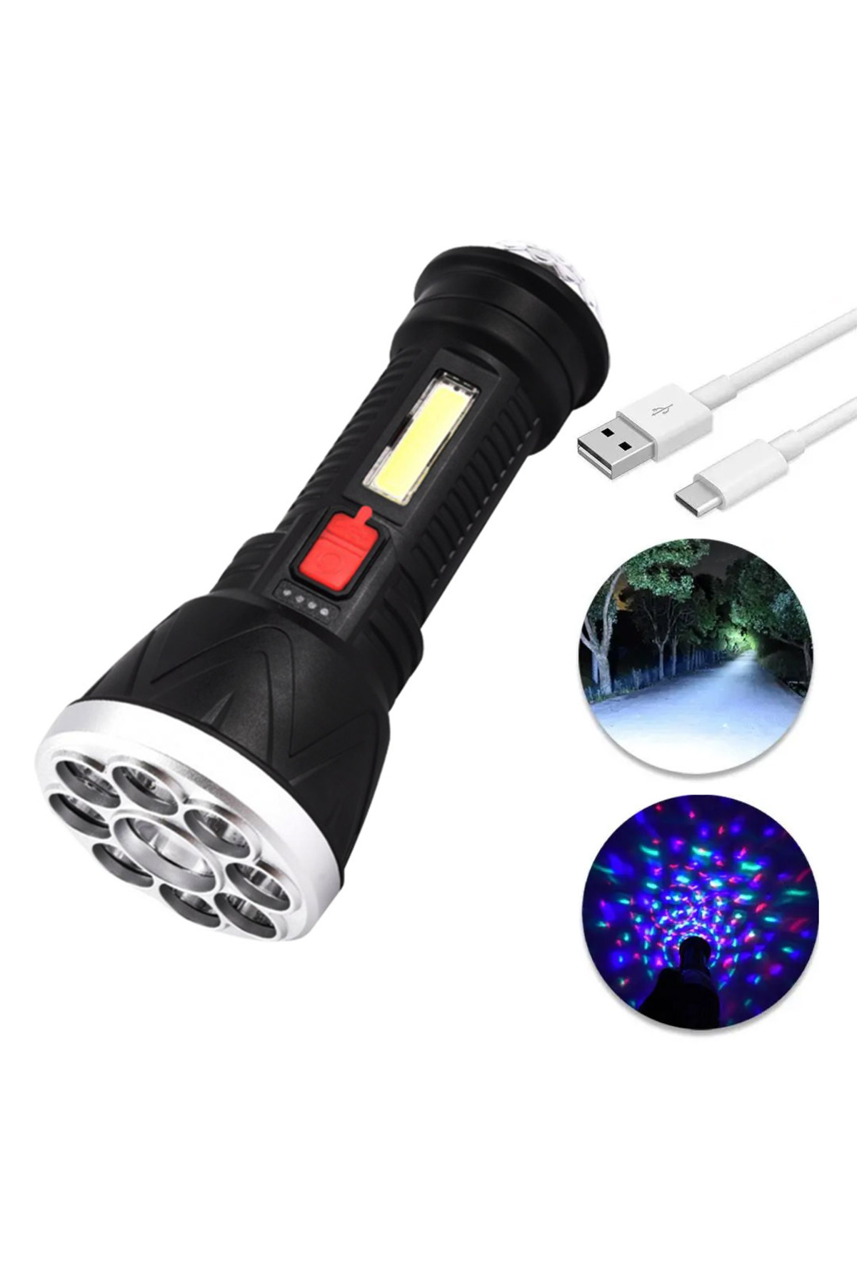 RECHARGEABLE DISCO BULK 9+1 LED FLASHLIGHT CAMPING LAMP WITH 5 DIFFERENT LIGHT MODES