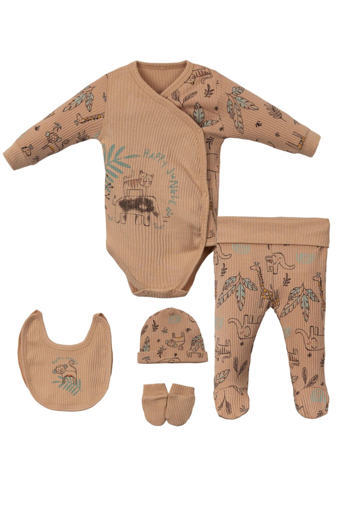 Боди Cherub Baby Kansas Happy Jungle, комплект из 5 предметов, боди для больниц, 100% хлопок 240472