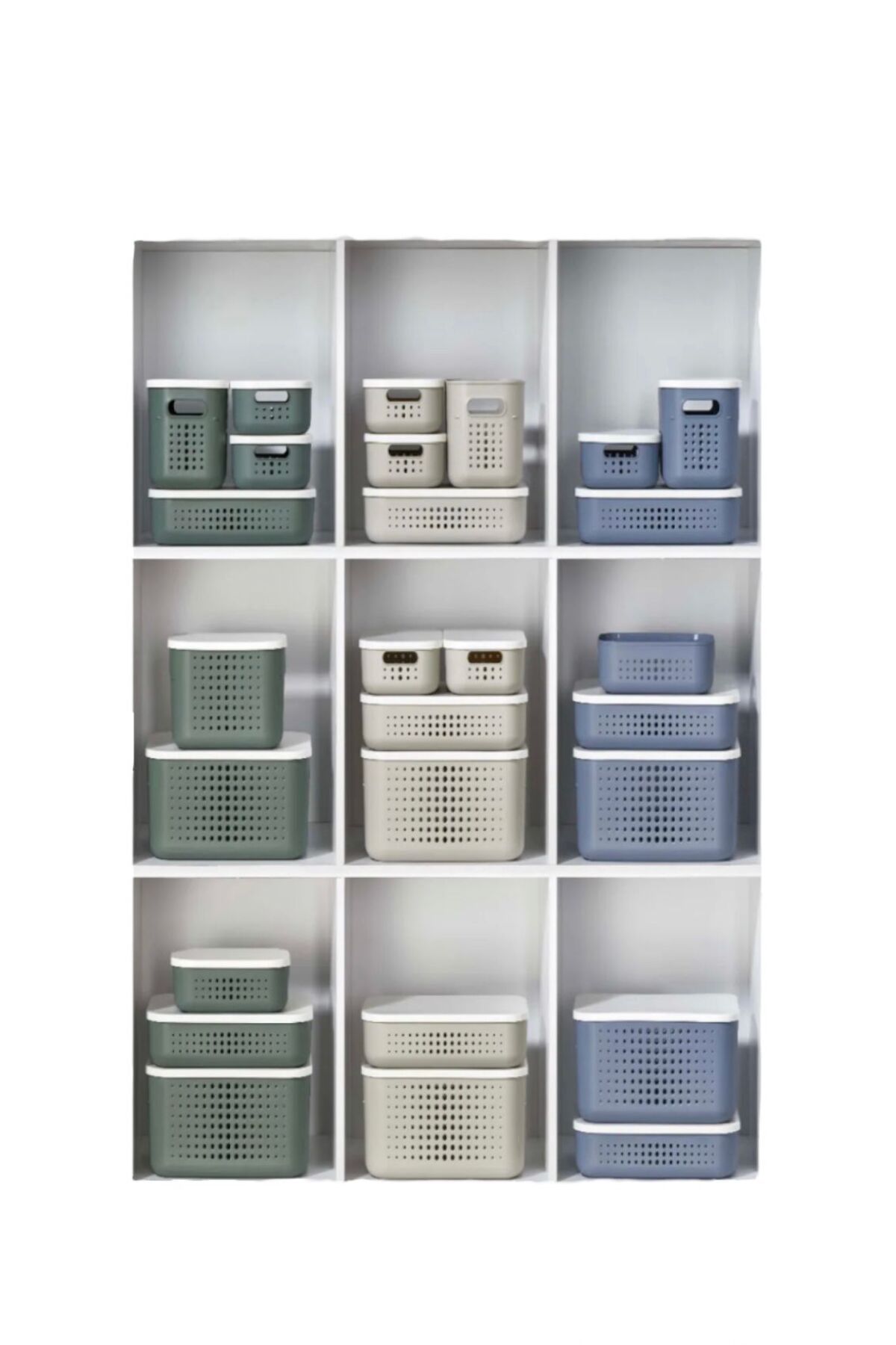 Bayev-Bubble Set of 5 Gray, with Lid, In-Cabinet Organizer Box, Storage Box 3