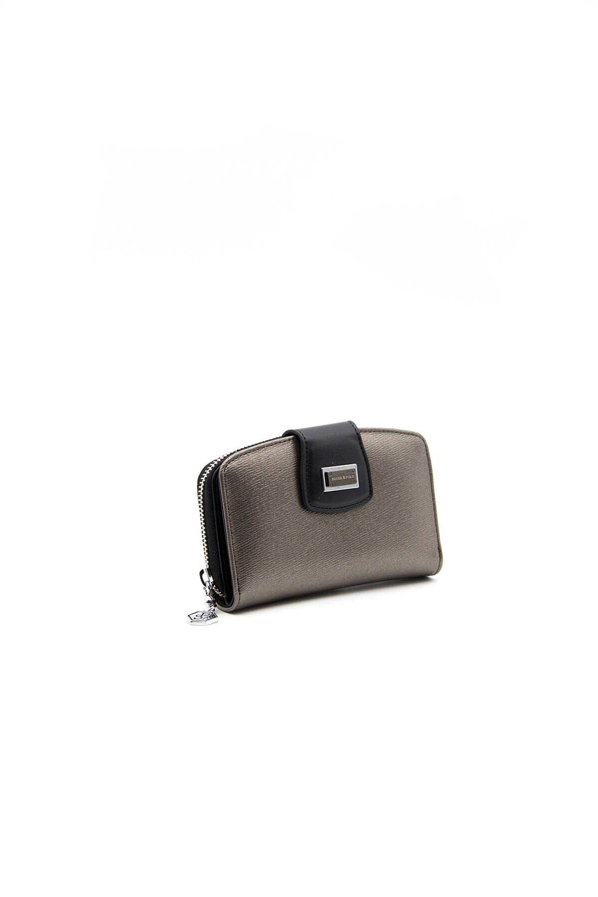 Silver Polo-محفظة نسائية وحامل بطاقات باللون الفضي والبولو بلاتينيوم - أسود Sp874 3