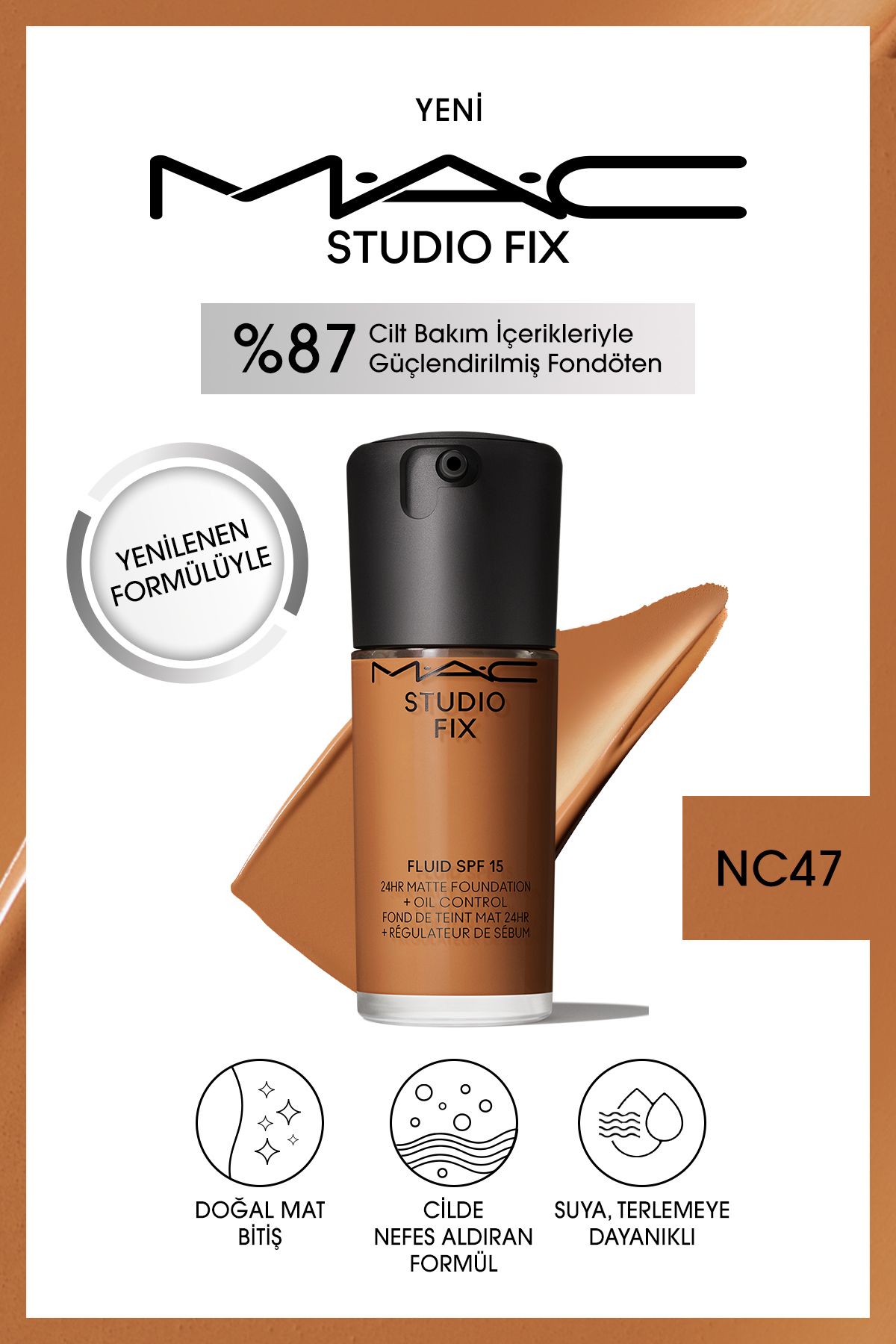 Mac STUDIO FIX FLUID SPF 15 MATTE FOUNDATION-NC47 30 мл 120613