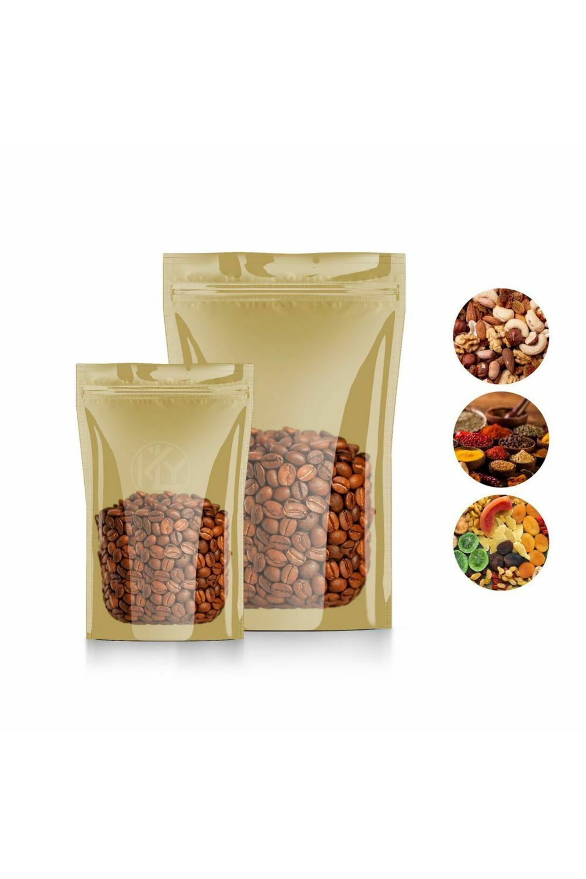 Kolay Ambalaj Gold Şeffaf Metalize Kilitli Doypack 13x22+4 Cm 250 Gr 100 Adet