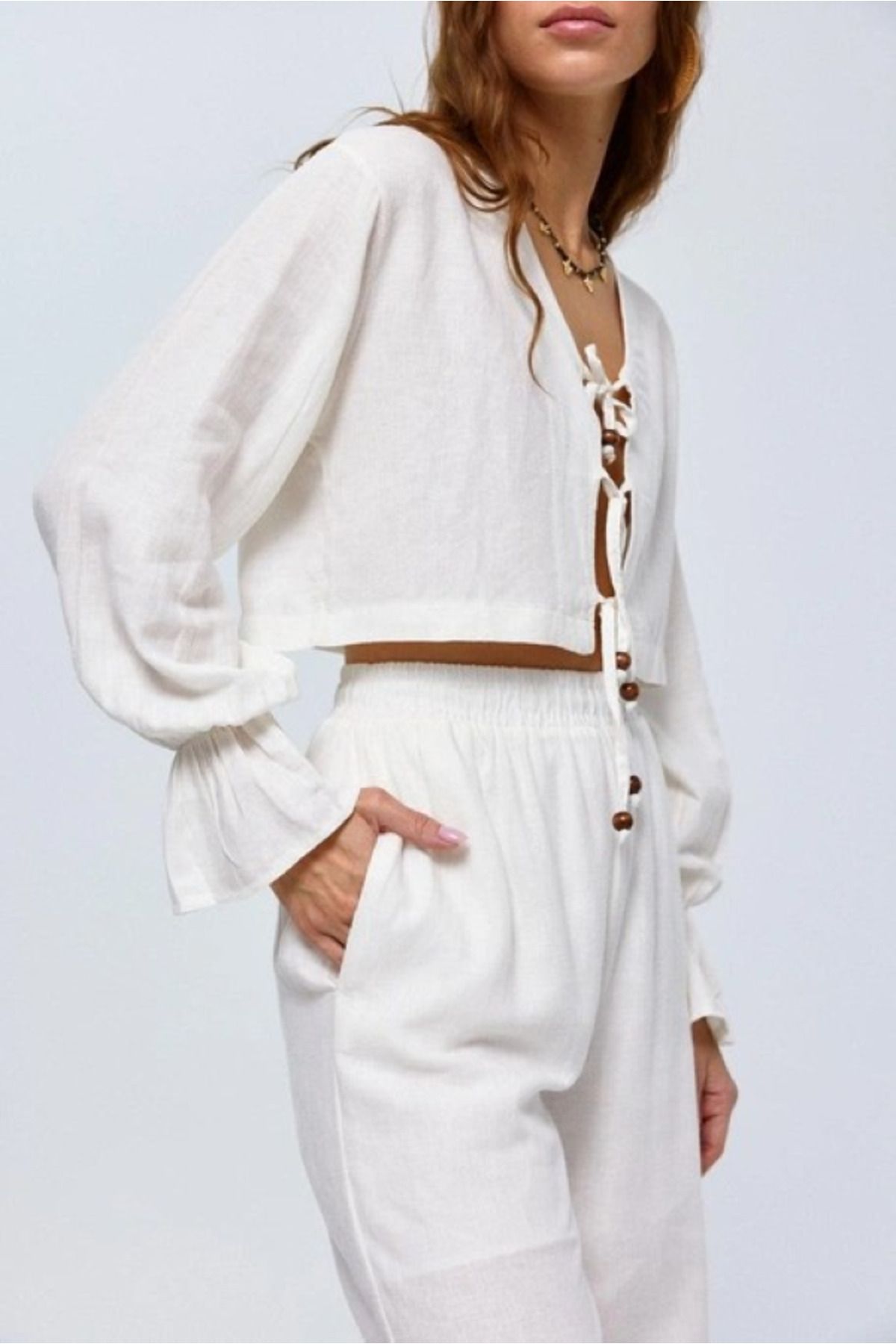 My Blog-Ecru Bohemian Beaded Linen Set 4