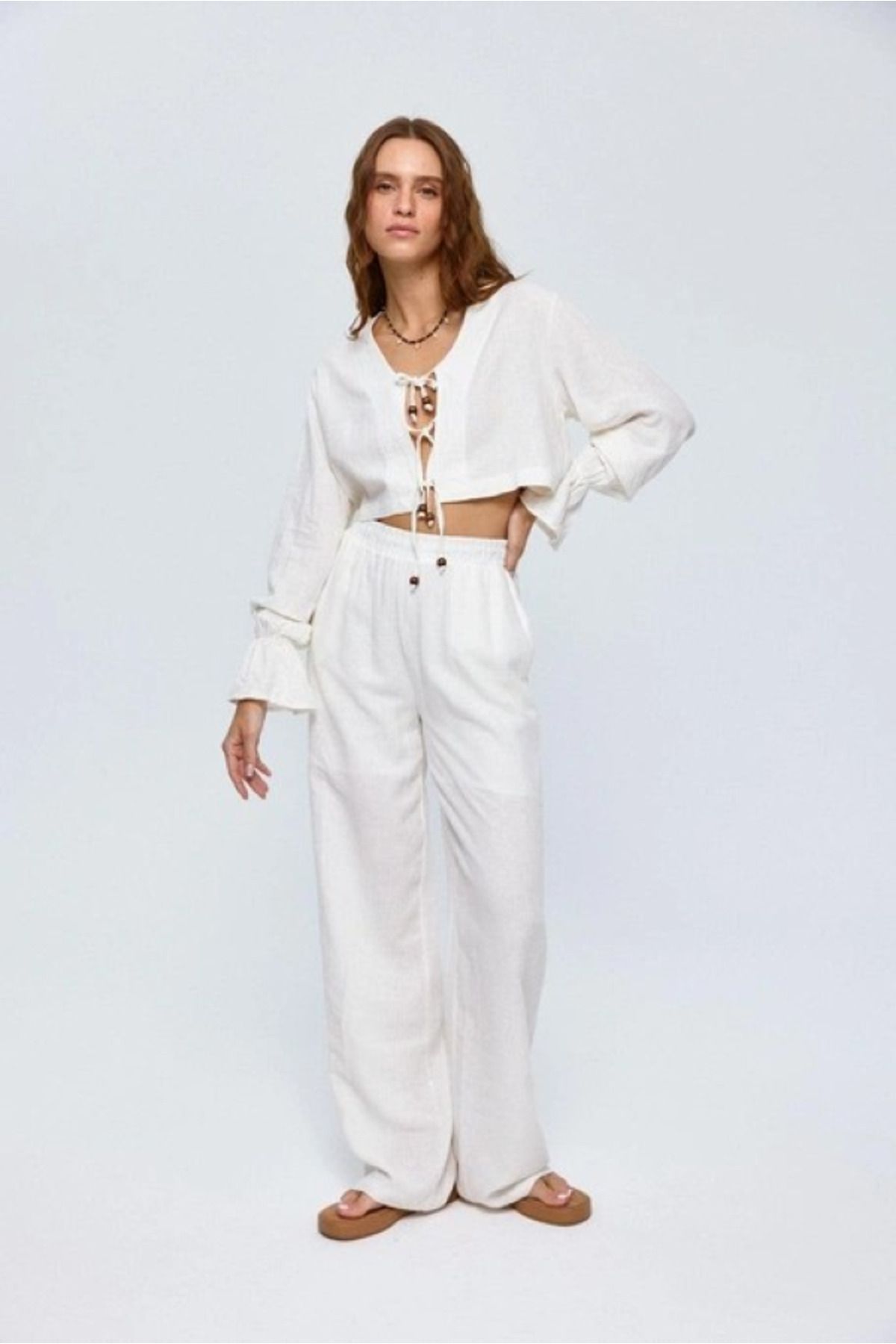 My Blog-Ecru Bohemian Beaded Linen Set 2