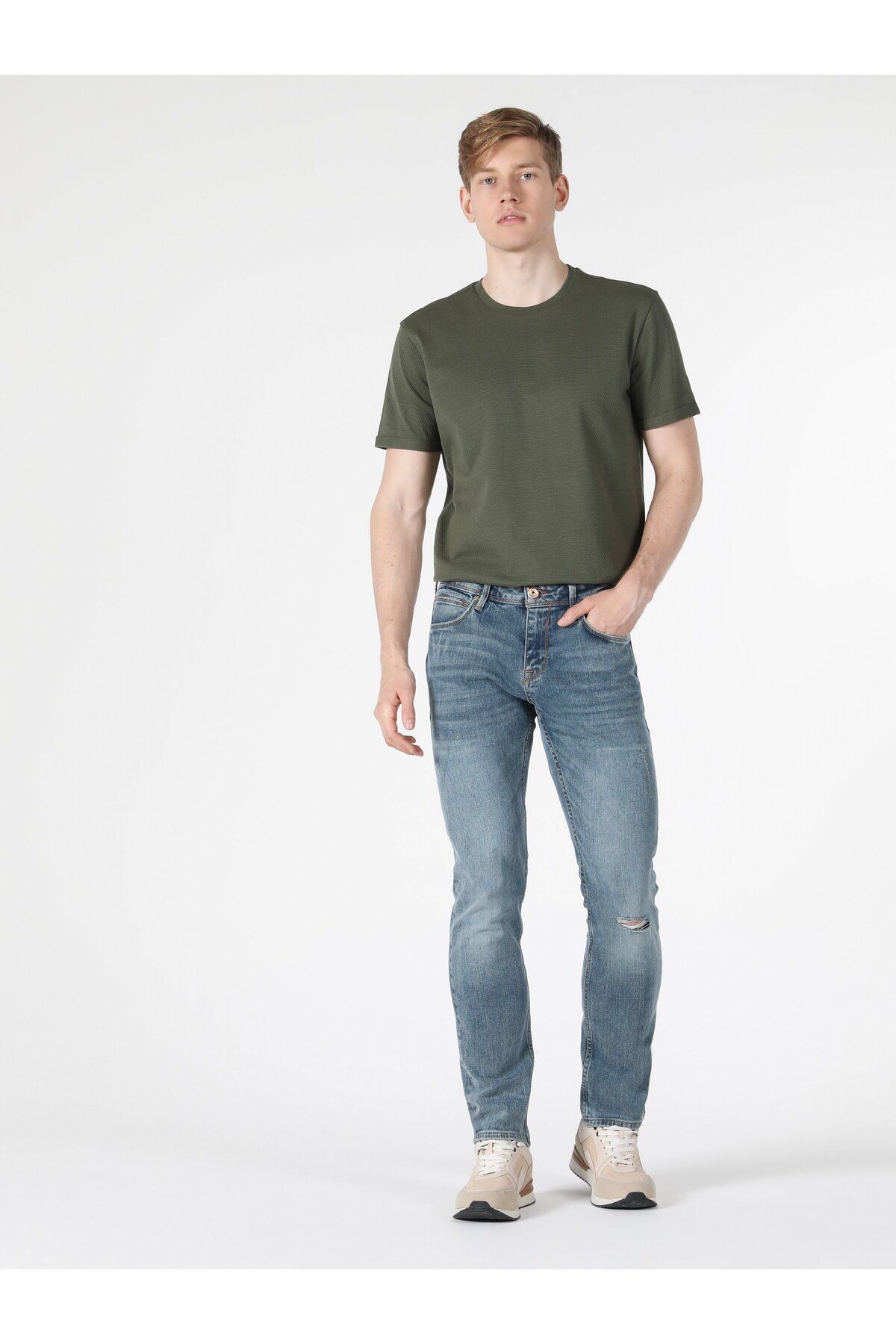 Colin's-Pantaloni de jeans pentru bărbați, albaștri, cu croială dreaptă - Detaliu rupt, talie joasă Cl 1057863 3