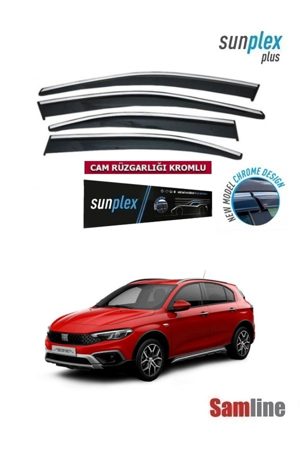 SUNPLEX Fiat Egea Cross 2022 Uyumlu Modeller için Kromlu Cam Rüzgarlığı ...