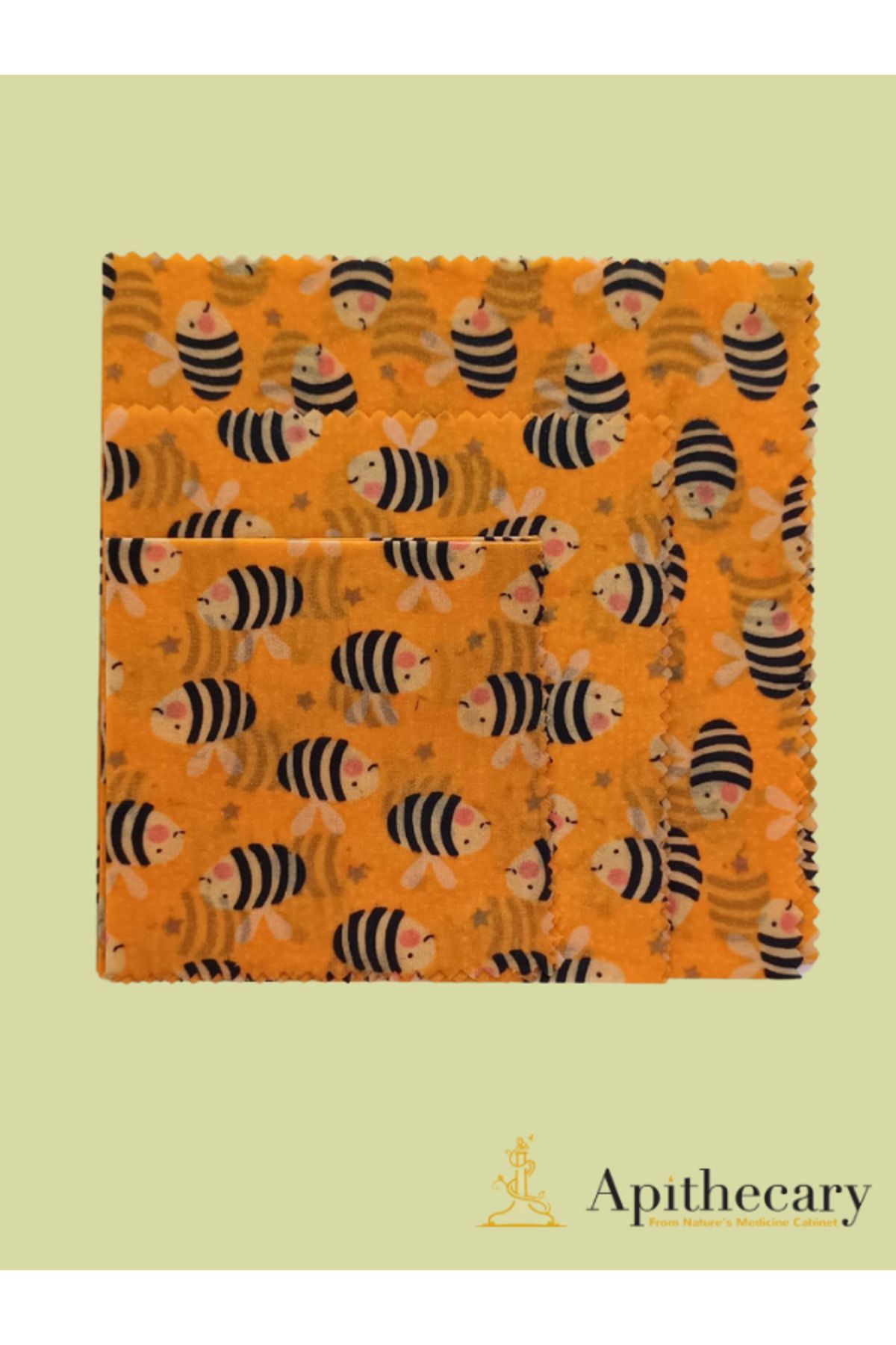 Apithecary-Shopexxtra Bee Patterned Waxed Multi-Purpose Food Storage Cloth (Large-Medium-Small) Set of 3 2