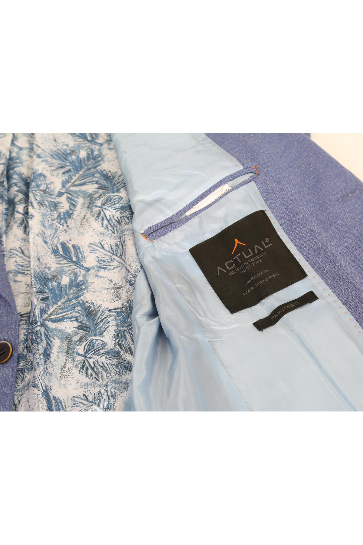 ACTUAL  Slim Fit Blazer Tek Ceket 7147-6 Mavi - Görsel 3